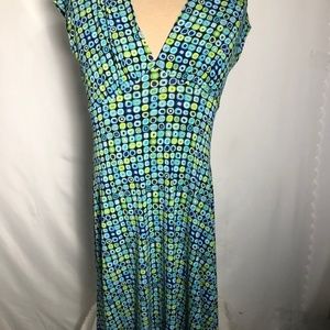Womens Stretchy Blue & Green Dress. Size 8.